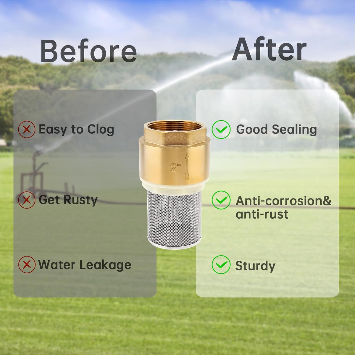 2 Inch Foot Valve with Filter Water Pump Bottom Brass Check Valve