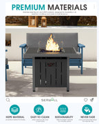 33" Square Outdoor Fire Pit Table with Lid, Black