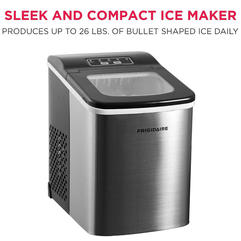 26 lb per Day, Countertop Bullet Ice Maker, Stainless Steel