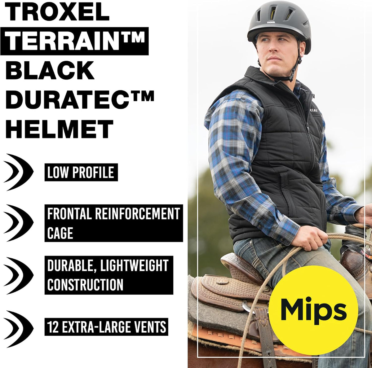 Terrain MIPS Cooling Horse Riding Helmet, Low-Profile, Micro-Adjustable Design, Horseback Riding Gear, Large