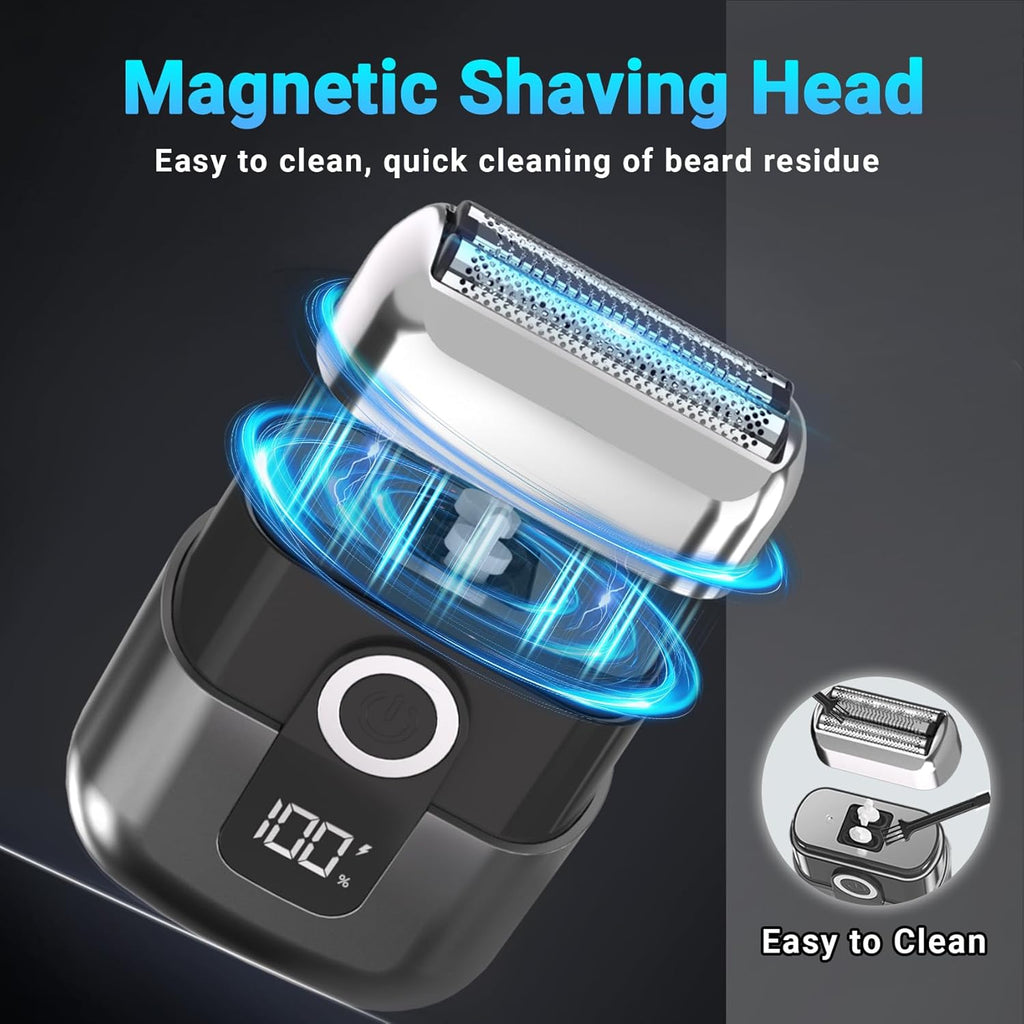 Foil Shavers for Men, Mini Electric Razor for Face | 3 Floating Blades; LED Display; IPX7 Waterproof; Wet Dry Use;