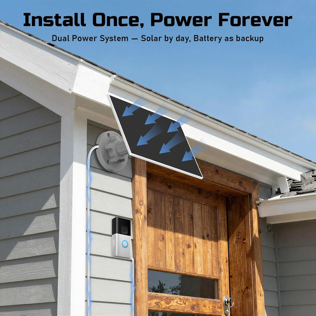 Solar Panel for Ring Doorbell, Built-in 4000mAh Battery