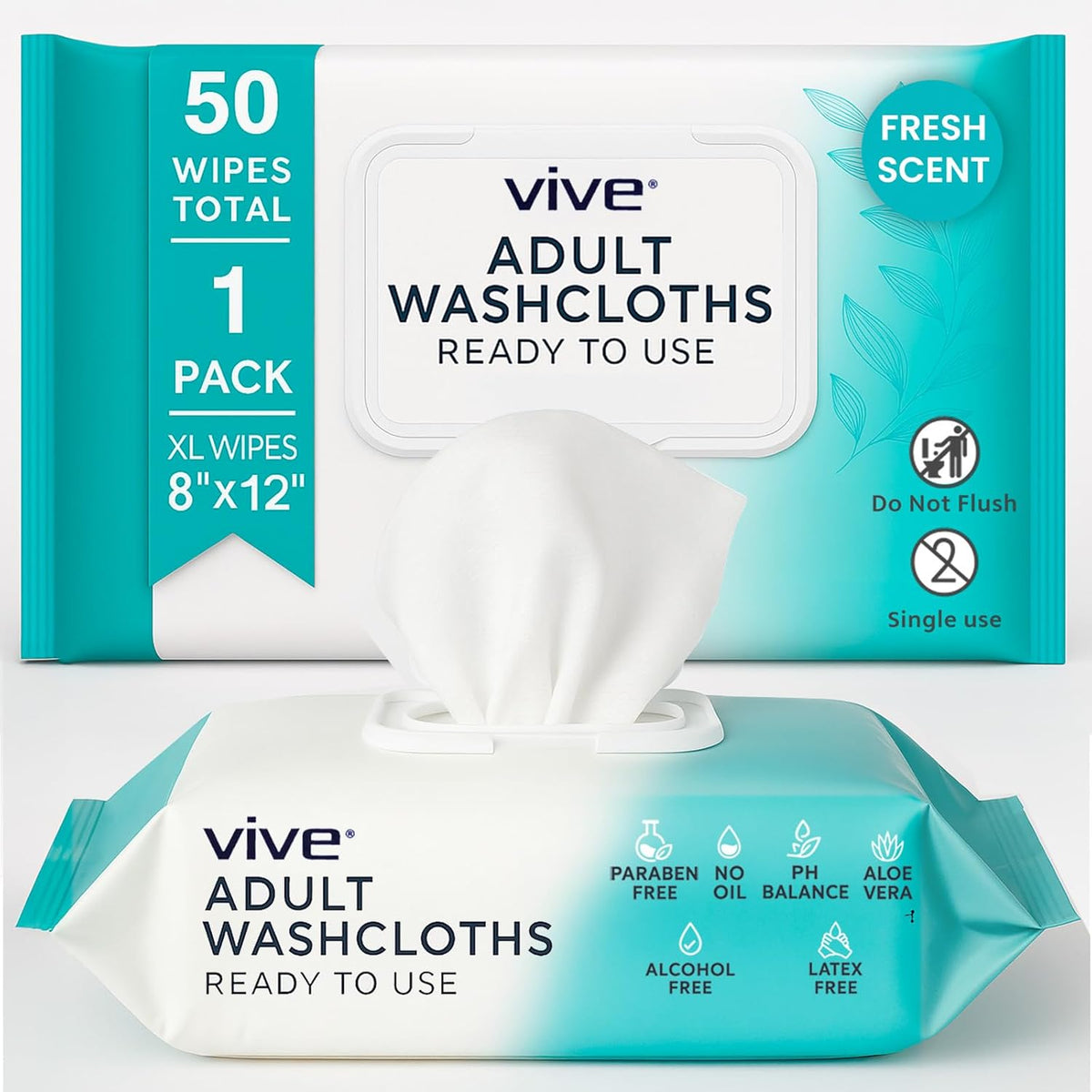 Incontinence Wipes for Adults & Elderly (1 Pack - 50 Count - 8"x12")