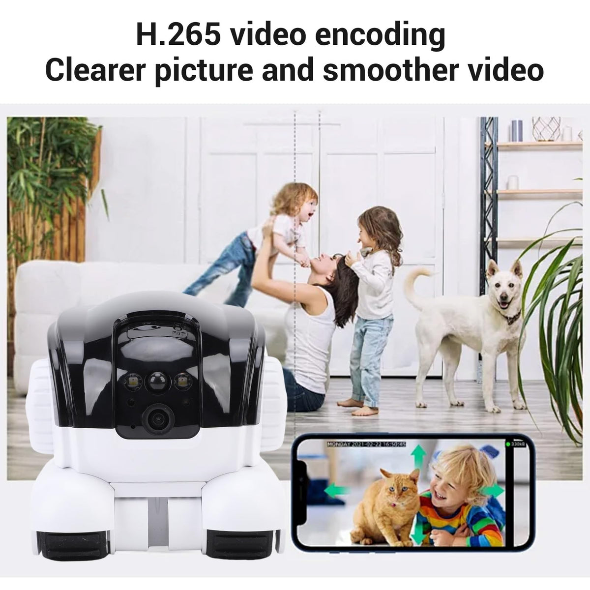 Wheeled Robot pet Camera, Supports Remote Interaction, Automatic pet Tracking Motion Detection, with a Mobile Camera