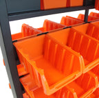 7-Tier Dual-Sided Rolling Storage Bin Rack & Parts Organizer, Black