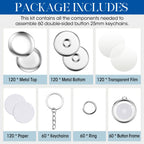 60 Sets Keychain Button Making Supplies, 25mm, Electroplating