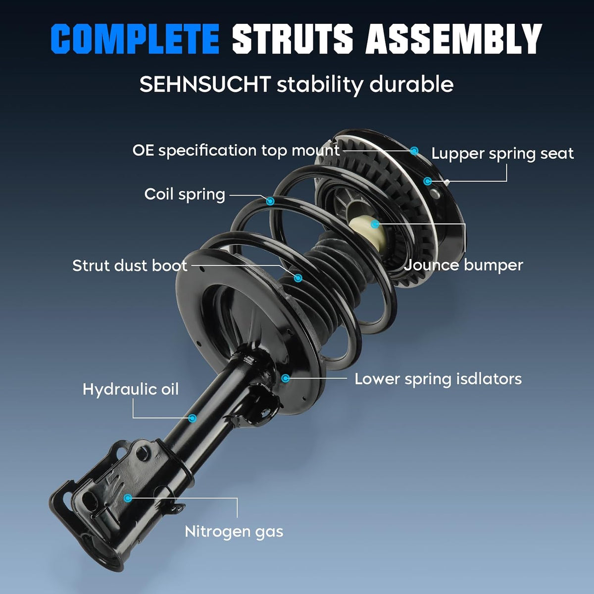 Front Strut Assembly Fit for 2001-2007 Chrysler Town & Country FWD, 4PCS