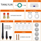 25 Pcs TIG Stubby Gas Lens 3/32" #12 Glass Cup Kit