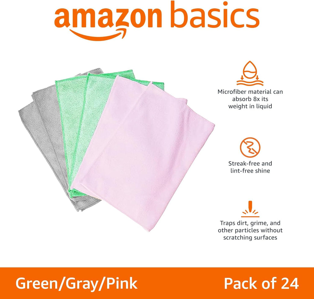 Microfiber Cleaning Cloths, Ultra-Soft and Highly Absorbent, Streak-Free, Lint-Free, Scratch-Free, Washable, for Car