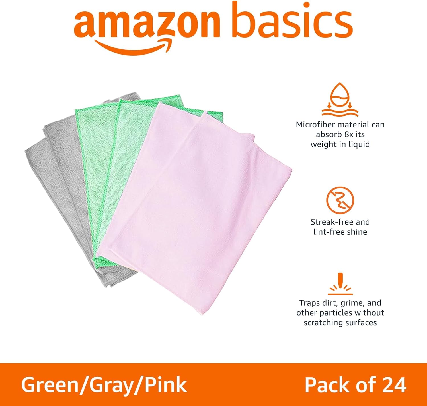 Microfiber Cleaning Cloths, Ultra-Soft and Highly Absorbent, Streak-Free, Lint-Free, Scratch-Free, Washable, for Car