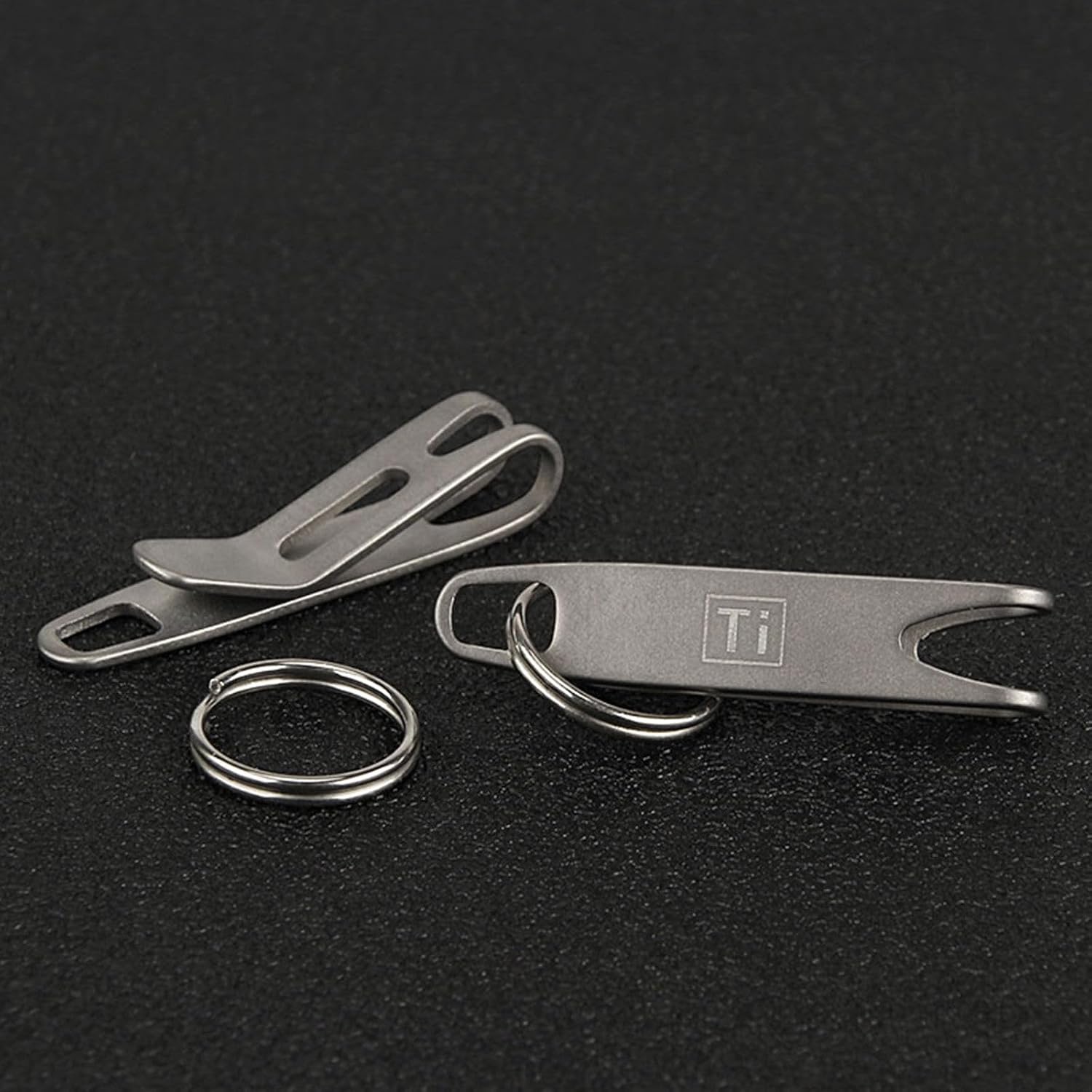 Mini Titanium Alloy Clasp with Key Ring, Pocket Suspension Clip | Outdoor Titanium EDC Carabiner, Gear Hanger Tool