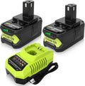 2 Pack 8.0Ah P108 Replacement for Ryobi 18 Volt Battery and P117 Charger