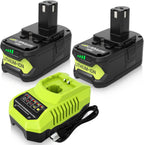 2 Pack 8.0Ah P108 Replacement for Ryobi 18 Volt Battery and P117 Charger