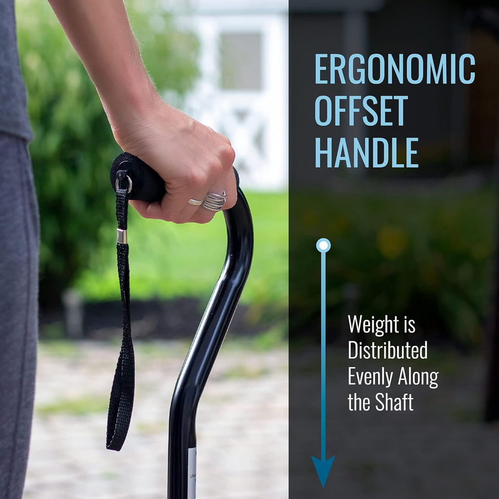 Walking Cane for Adult Men and Women, FSA Eligible, Lightweight and Adjustable, Ergonomic Hand Grip and Wrist Strap