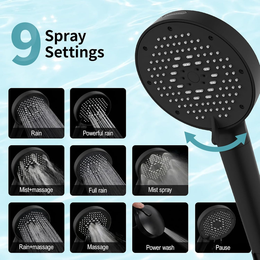 NSF Certified Filtered Shower Head with Handheld for Hard Water to Remove Chlorine High Pressure 9-Spray Setting