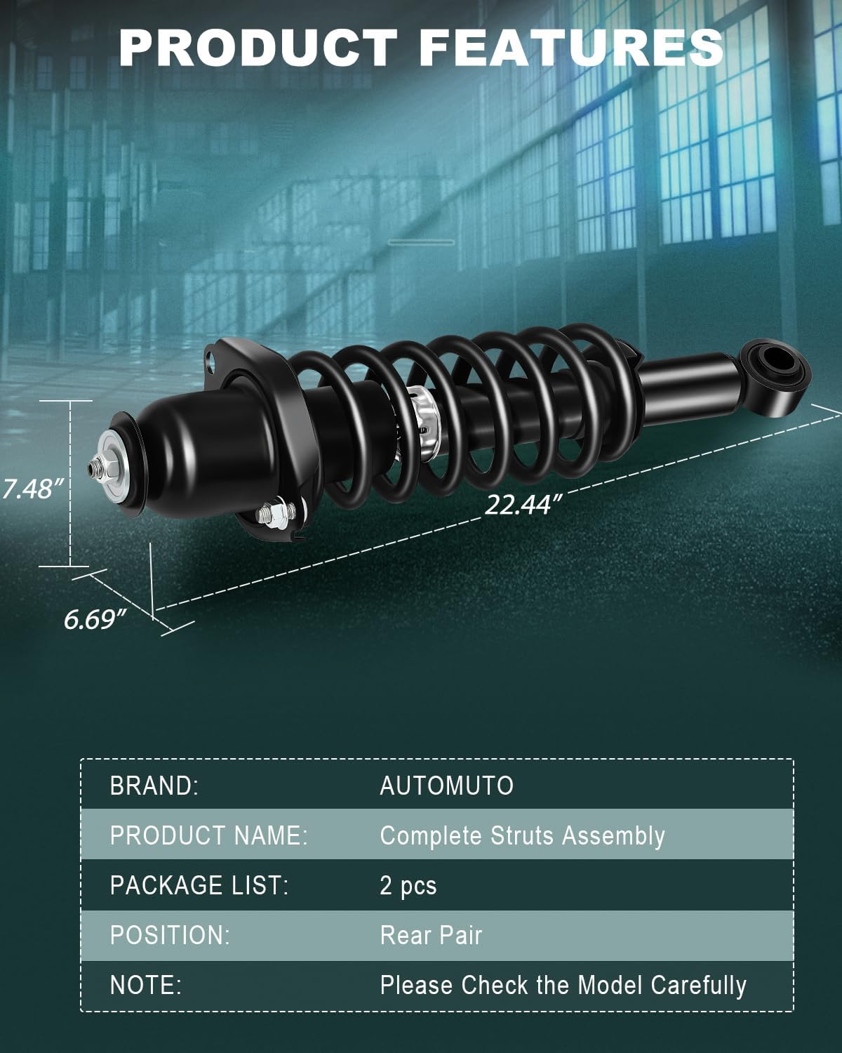 AUTOMUTO Rear Complete Struts Spring Assembly for Toyota Corolla 2014-2019