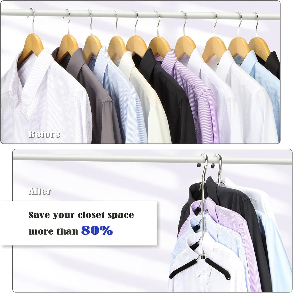 Hangers Space Saving Clothes Hanger 2 Packs | Non Slip Padded Coat Hanger 5 Layers Heavy Duty Stainless Steel Sweater