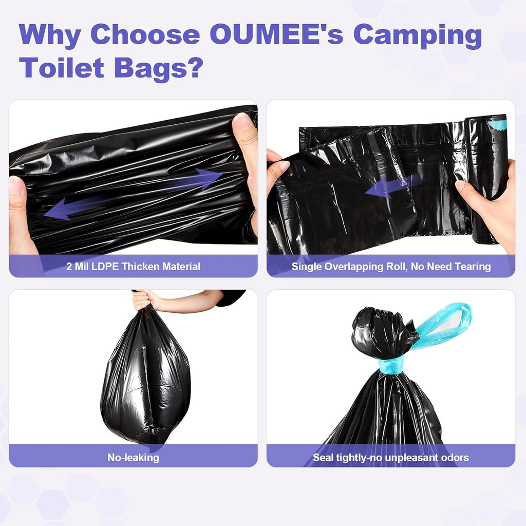 Lavender 30 Portable Toilet Bags with 30 Poo Gel Set, 8 Gallon | Camping Toilet Bags with Absorbent Gels Waste Bags