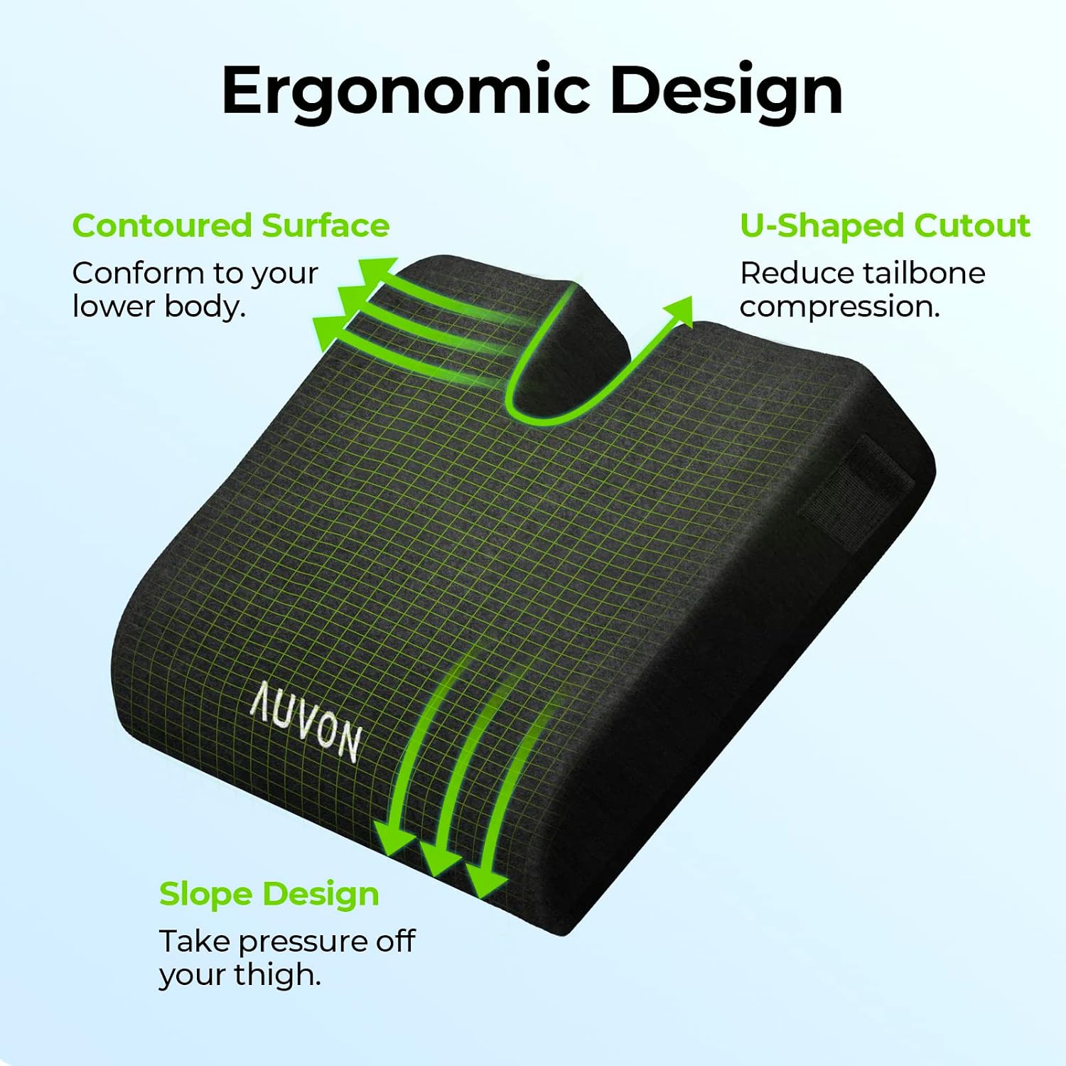 Wheelchair Seat Cushions (18"x16"x3") for Sciatica, Back, Coccyx, Pressure Sore and Ulcer Pain Relief, Memory Foam