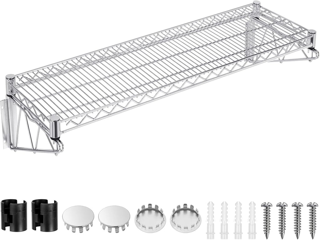 14" Wx 48" L Chrome Wire Wall Mount Shelf Wall Mount Wire Shelf Kit