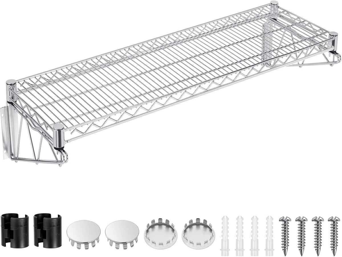 14" Wx 48" L Chrome Wire Wall Mount Shelf Wall Mount Wire Shelf Kit