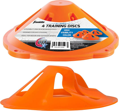 Franklin Orange Marker Discs - 4 Pack | Collapsible Safety Design, Stackable Storage, Multi-Sport Marker Drills