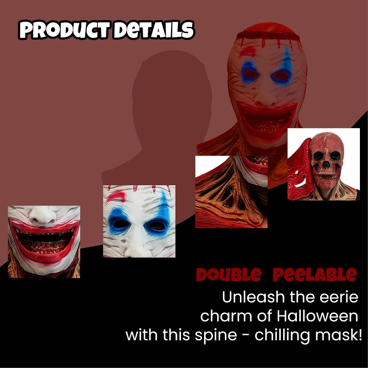 Halloween Masks, Creepy Full Head Double Layers Scary Mask, Halloween Horror Cosplay Costume Latex Props for Adults