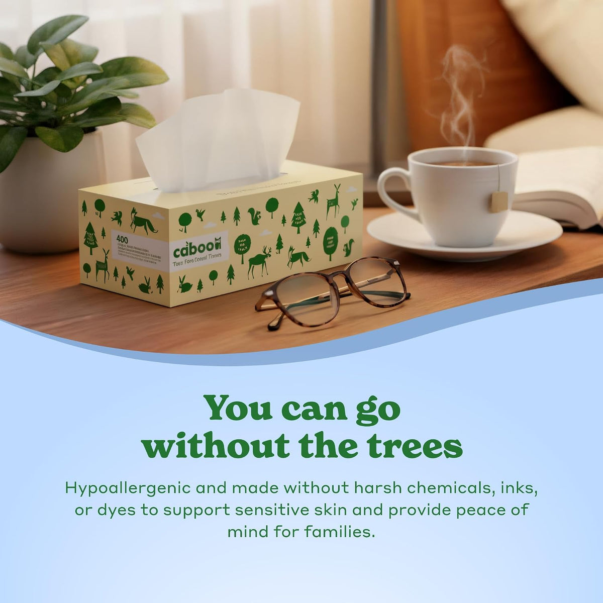Tree Free Facial Tissues, 120 Tissues Per Box, 480 Total