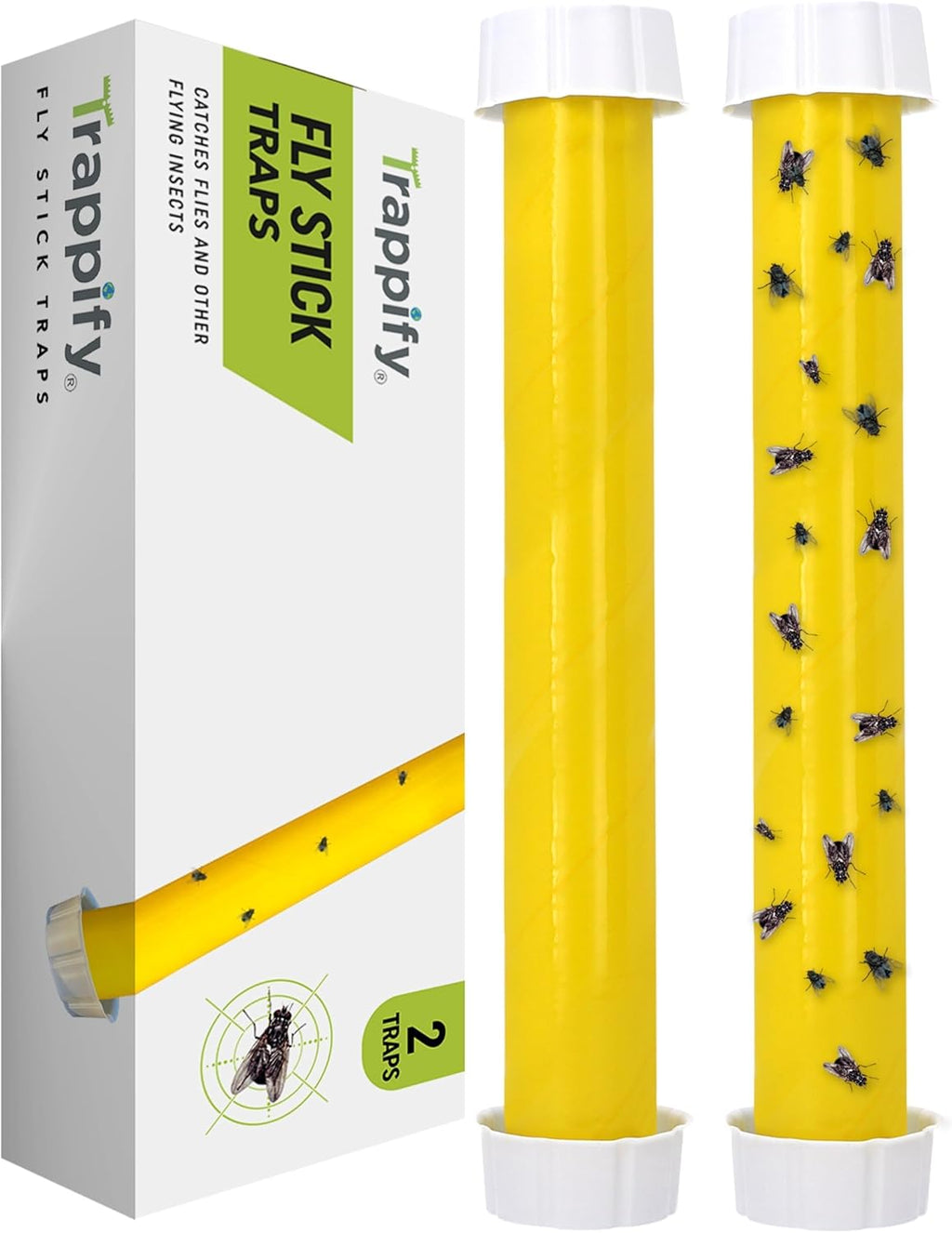 Hanging Fly Trap & Fruit Fly Traps for Indoors, Yellow, 2 Pack | Recycled Paper Stick with Ultra-Tacky Adhesive and