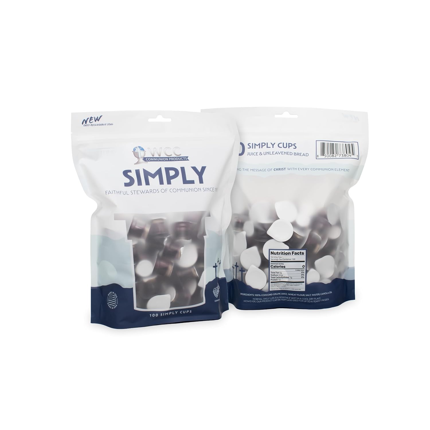 Simply Communion Bagged Prefilled Communion Cups 100 Count | Concord Grape Juice & Unleavened Bread | Quiet Seal