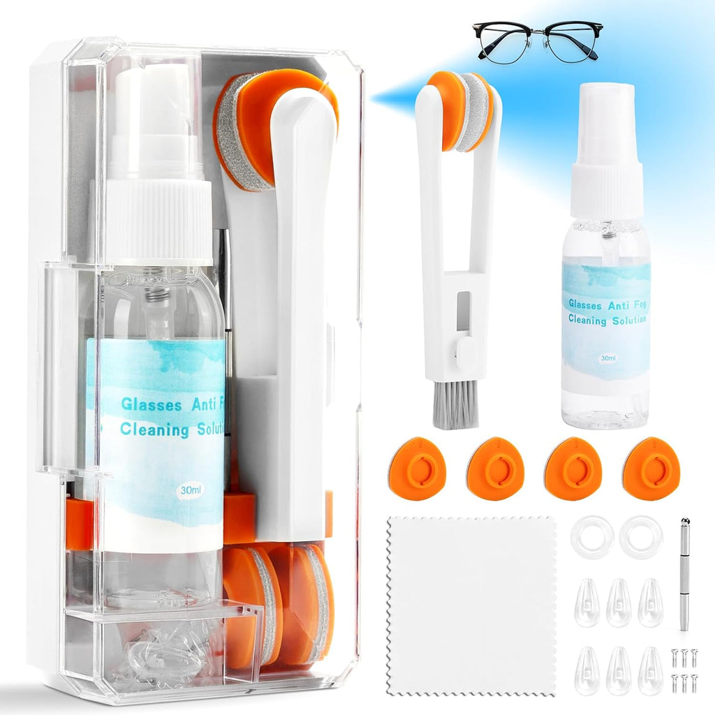Glasses Cleaner Eyeglass Cleaning Kit with Anti Fog Spray, Microfiber Cloth | Streak-Free Cleaning Pads，Lens Wipes