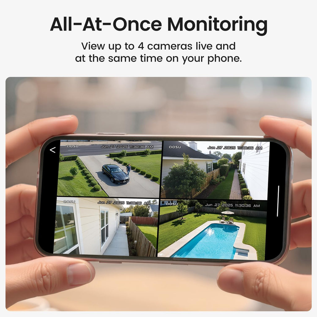 Security Cameras Outdoor Wireless, 4 Cam-Kit, No Subscription Required, Solar-Powered, Home Security Cameras System