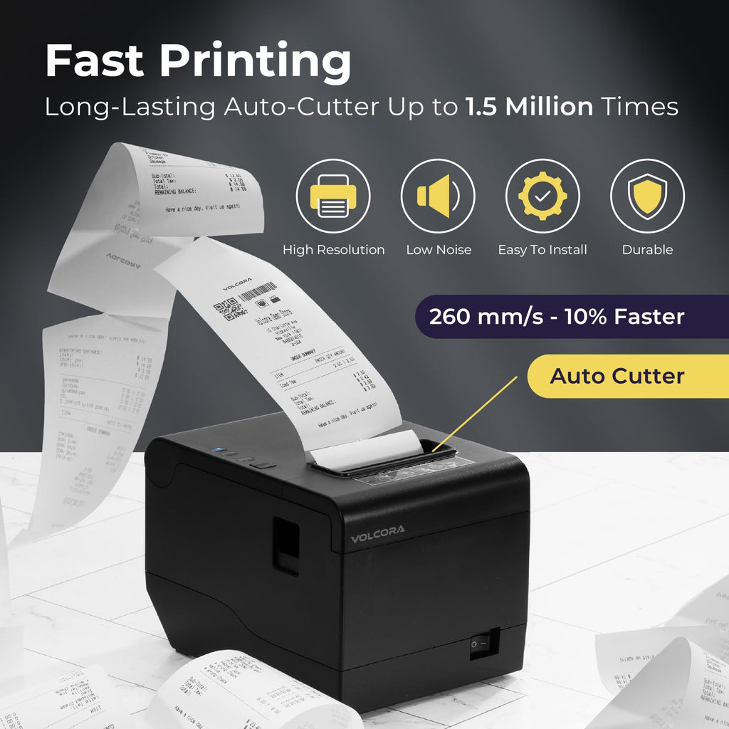 Thermal Receipt Printer, 80mm POS Printer w/Auto Cutter, USB/WiFi Interface for Windows/MAC/Linux, ESC/POS Command