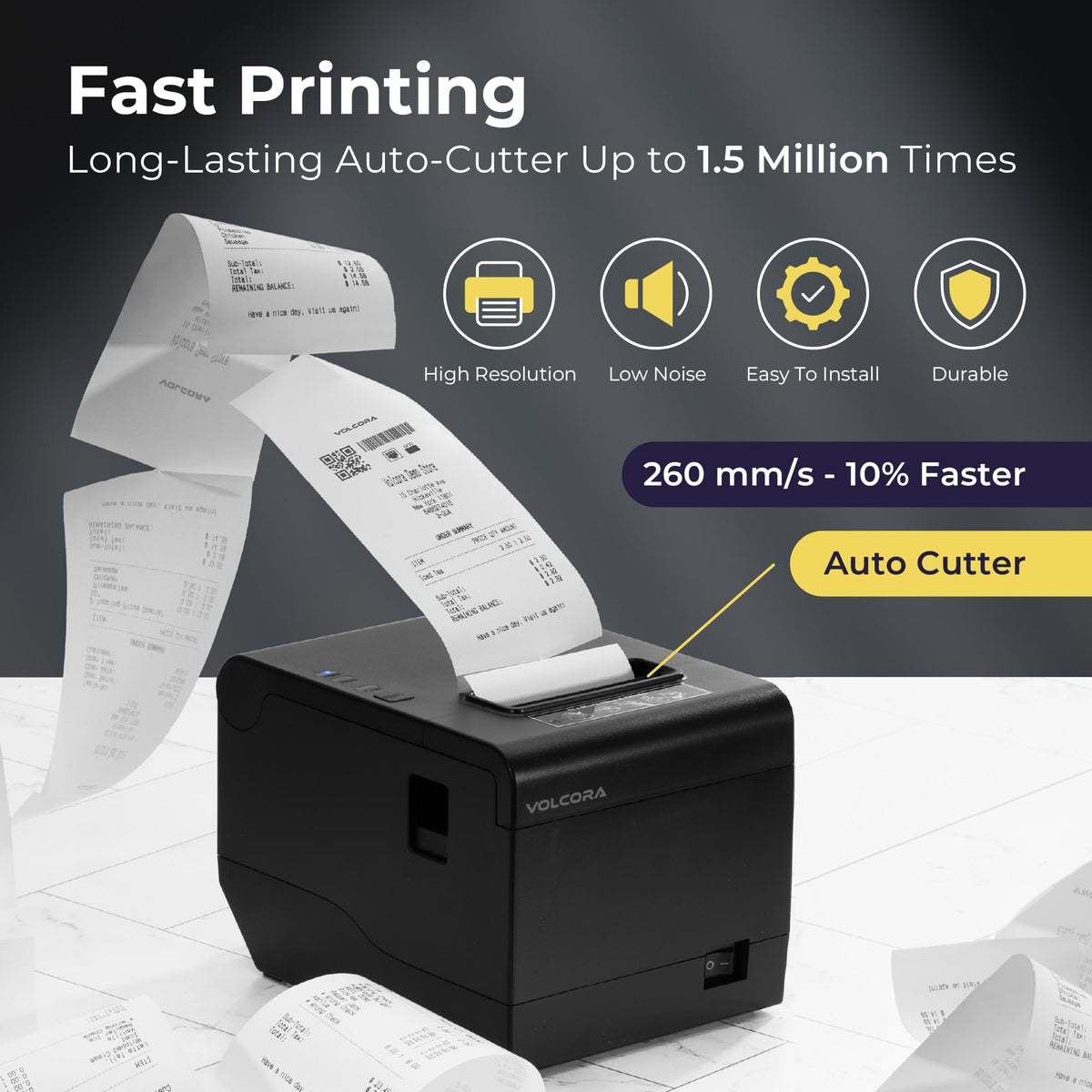 Thermal Receipt Printer, 80mm POS Printer w/Auto Cutter, USB/WiFi Interface for Windows/MAC/Linux, ESC/POS Command