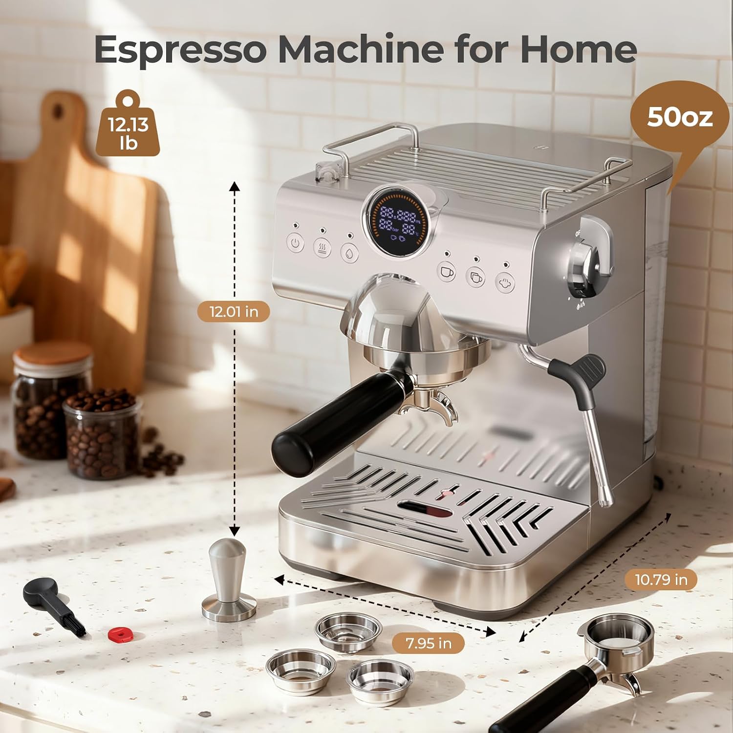 Espresso Machine with Milk Frother,20 Bar Semi-Automatic Expresso Coffee Machine for Home,50oz Removable Tank,Hot &