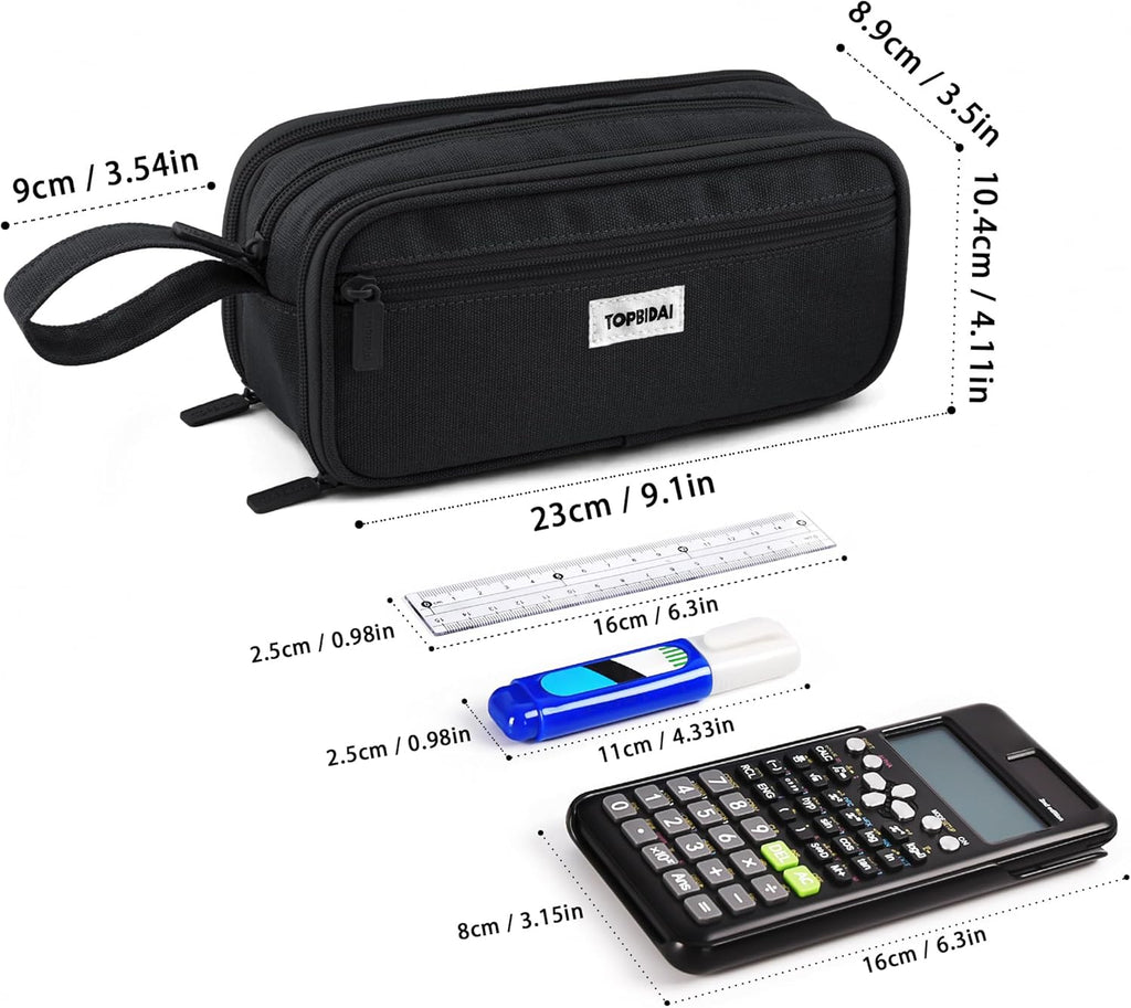 Large Pencil Case Pouch for Girls Boy Women Men Adults | Big Capacity Canvas Pencil Bag, Office School Supplies