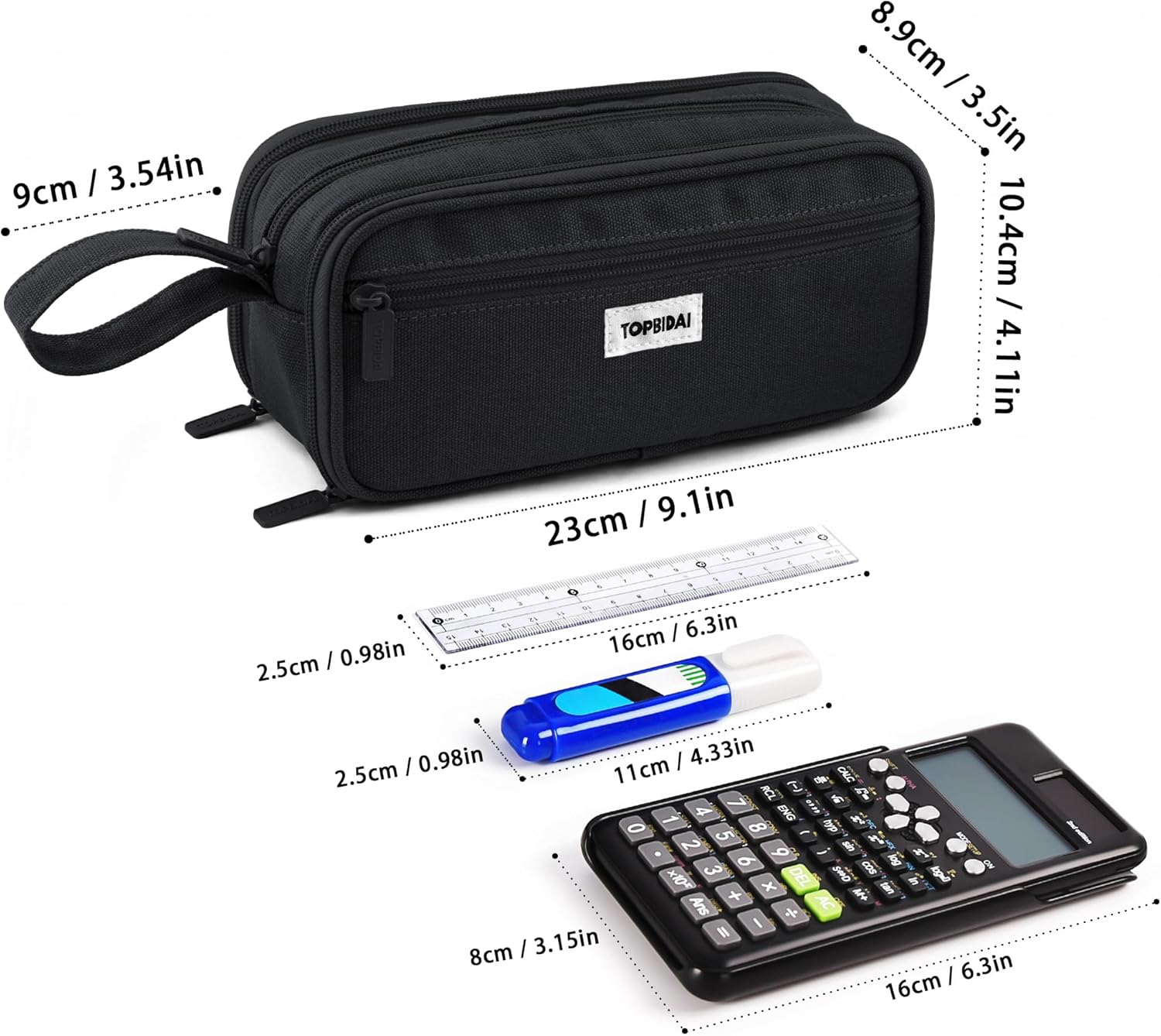 Large Pencil Case Pouch for Girls Boy Women Men Adults | Big Capacity Canvas Pencil Bag, Office School Supplies