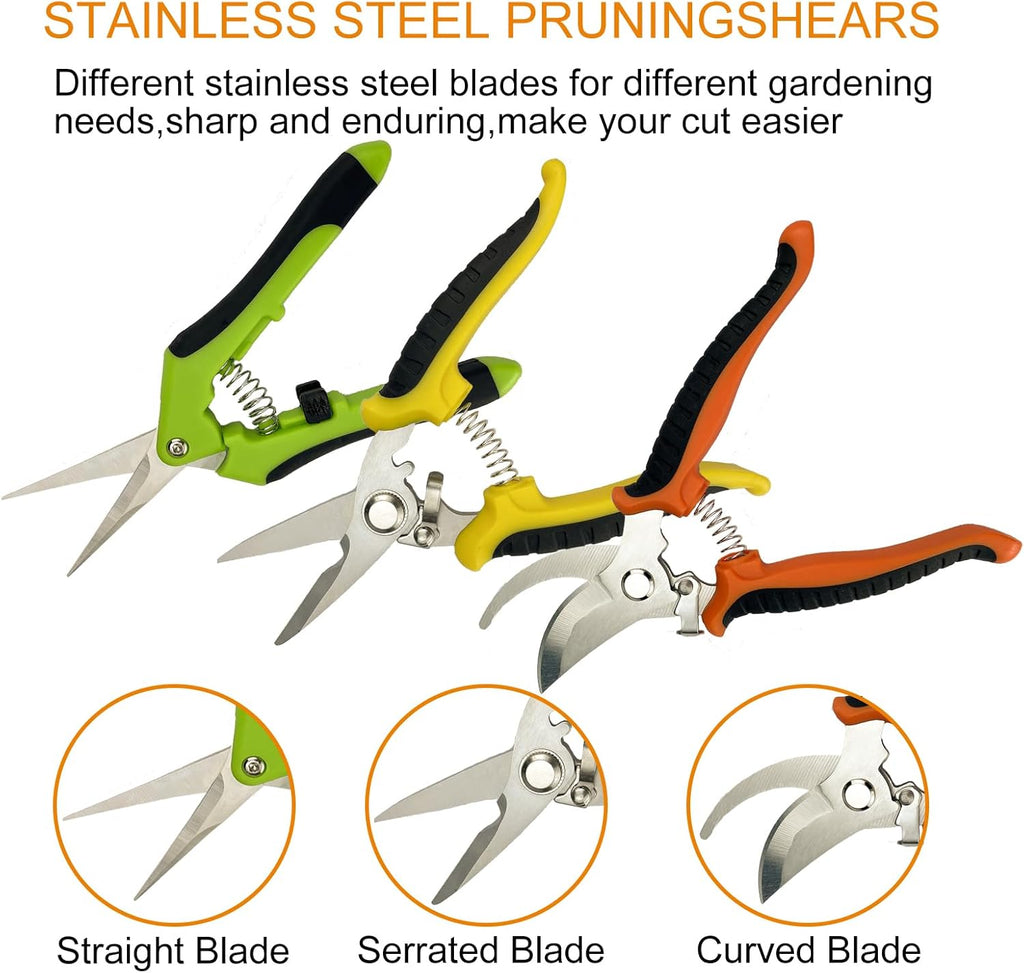 Pruning Shears, 4 Pack Garden Shears with Gardening gloves, Clippers Handheld, Stainless Steel Garden Snips, Lengnoyp