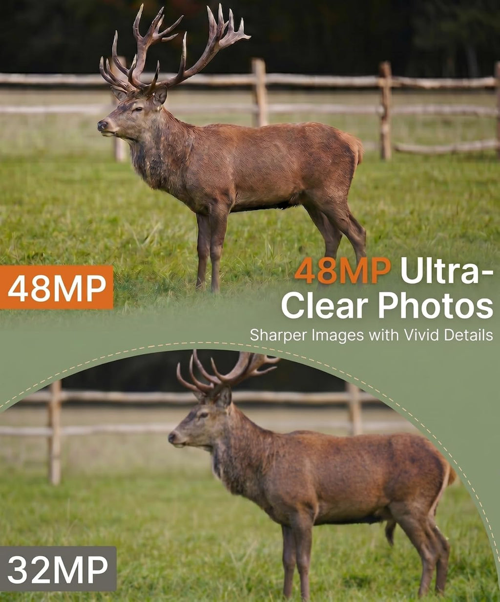WiFi Trail Camera 4K 48MP, Night Vision Game Camera for Wildlife Hunting, 0.1s Trigger IP66 Waterproof (32GB Card
