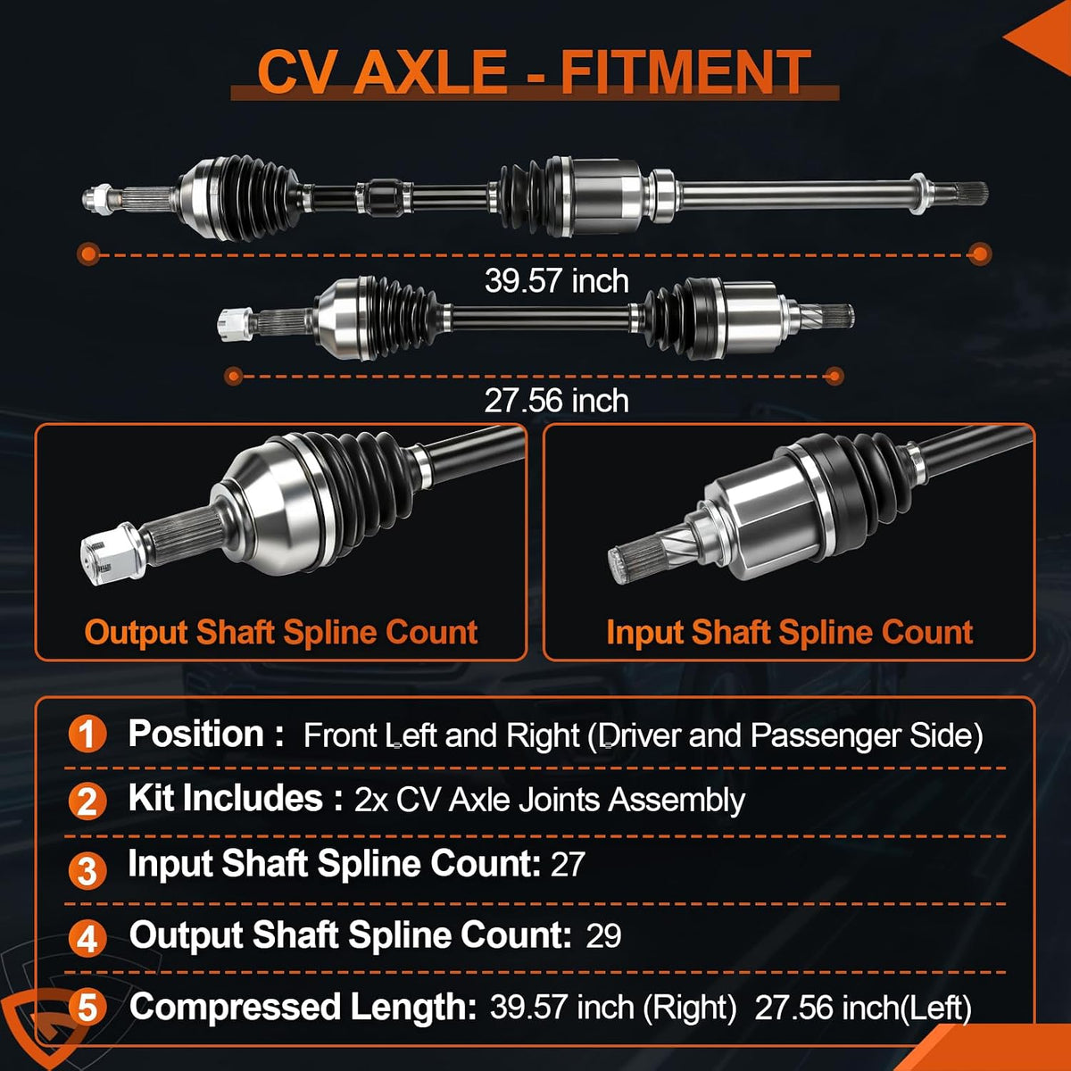 GEARLAST Front CV Axle Shaft Assembly Fit for Nissan Altima 2007-2013 2.5L