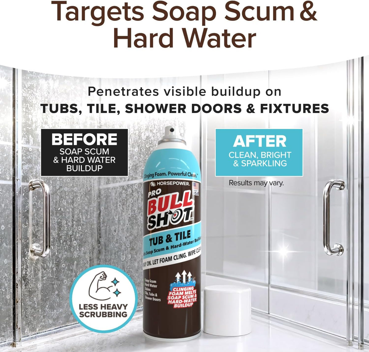 Bull Shot Tub & Tile Pro Foaming Bathroom Cleaner for Soap Scum