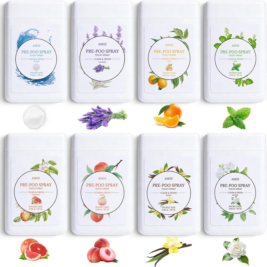 Toilet Spray 8 Pack,Pocket Size Pre-Poo Spray,Portable Bathroom Deodorizer