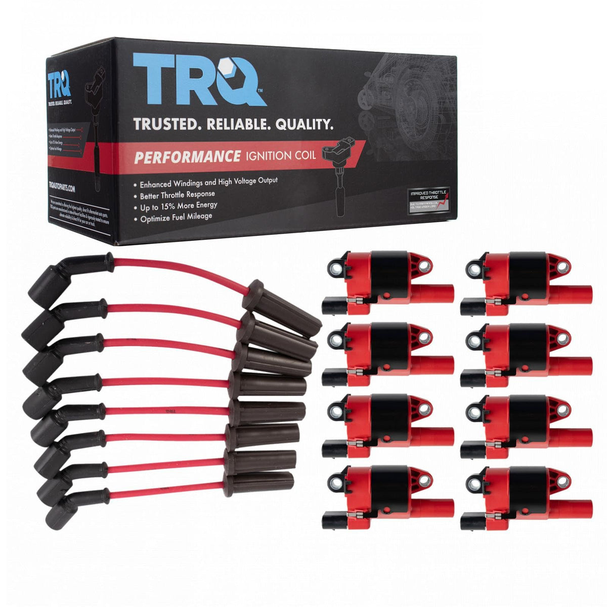 TRQ Performance Ignition Kit Ignition Coil and Spark Plug Kit 9 Piece