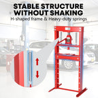 Garvee 20 Ton Hydraulic h-Frame Press with Adjustable Worktable, Red