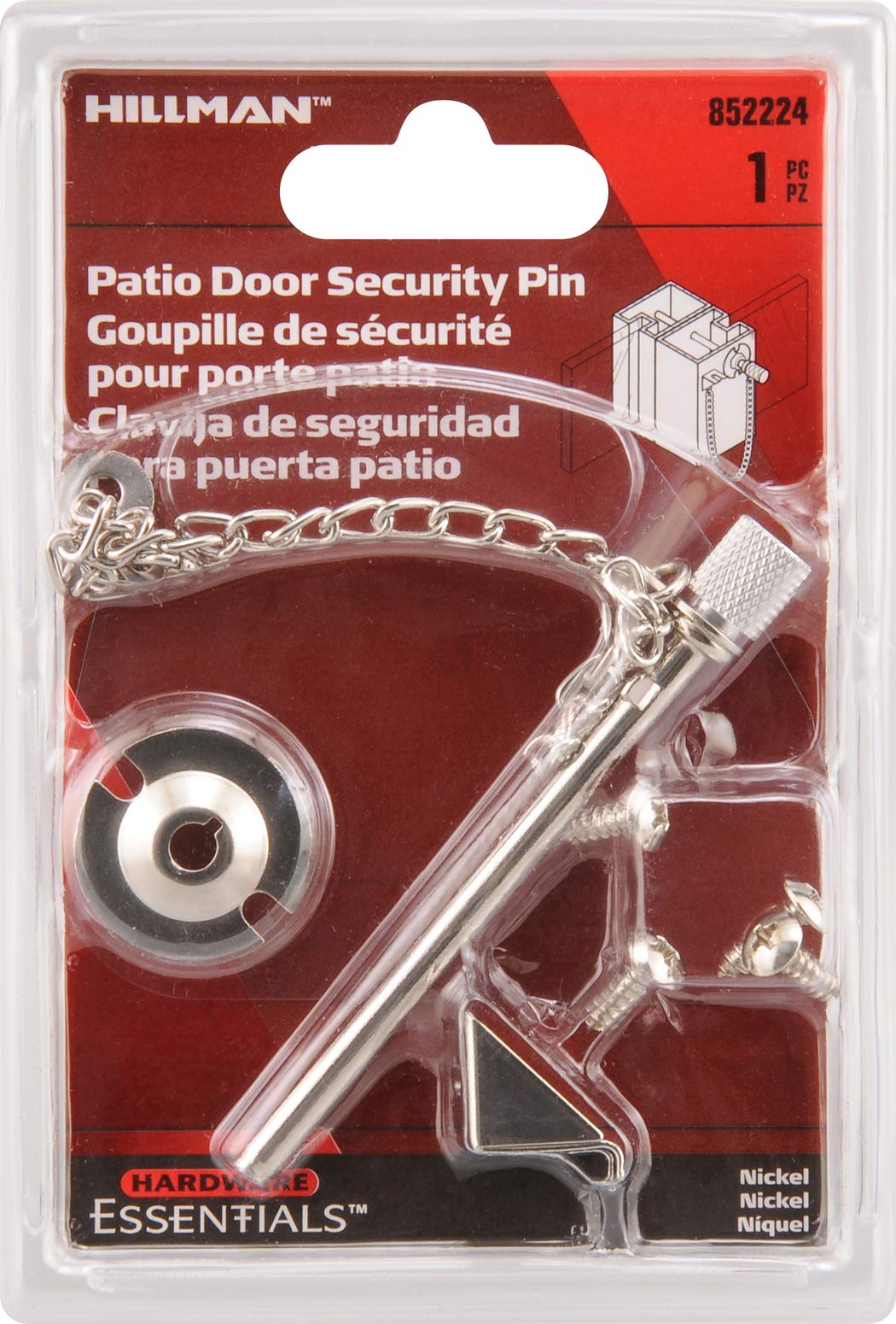 Hardware Essentials 852224 Patio Door Security Pin, Silver