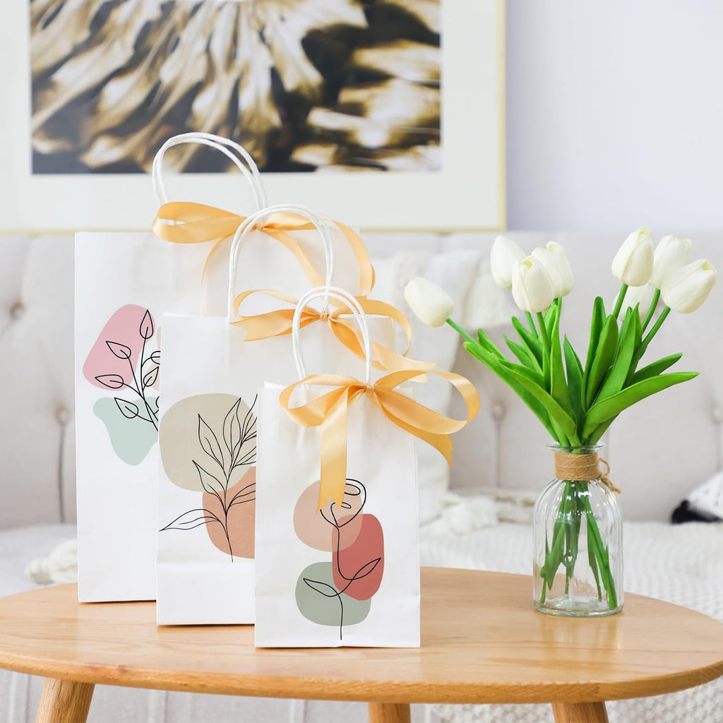120pcs White Paper Bags with Handles, Assorted Sizes Gift Bags