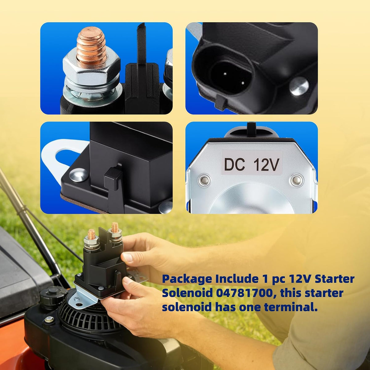 04781700 Starter Solenoid Part Compatible with Ariens Gravely Zoom IKON ZTX ZT XL Zero Turn Mower ATV Vehicle Snowmobile Garden DIY Tool, 12V Lawn Mower Solenoid Parts