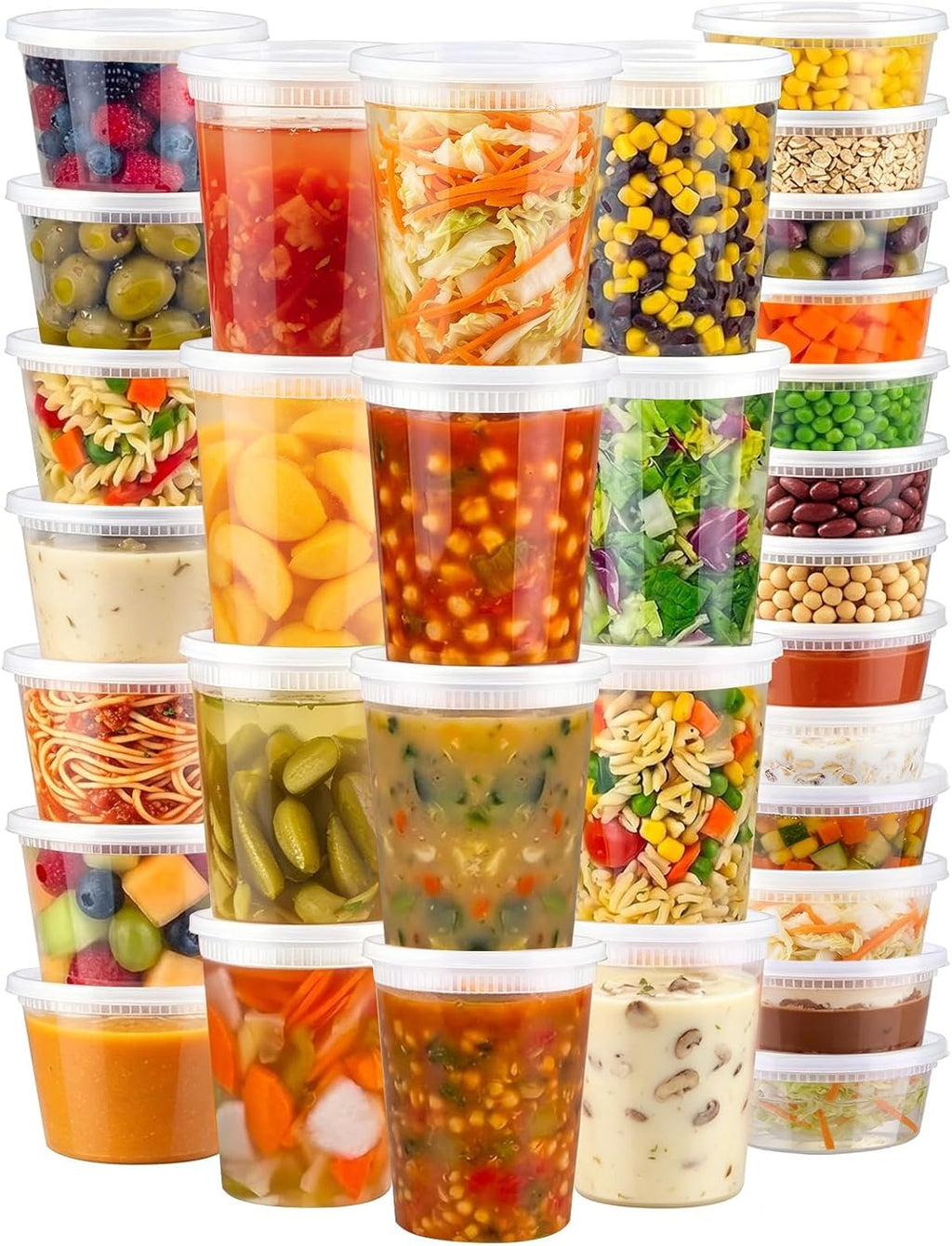 Deli Containers with Lids 48 Sets, 32/16/8 oz X 16 Set Each