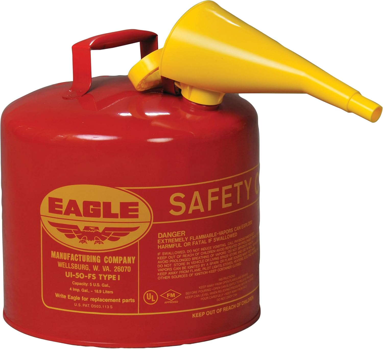 5 Gallon Type I Red Safety Gas Can for Gasoline