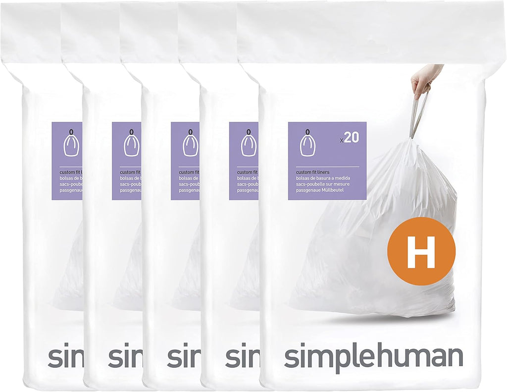 Code H 100 Count Custom Fit Liners, Drawstring Kitchen Trash Bags, One-by-One Mess-Free Dispense, Extra Thick &